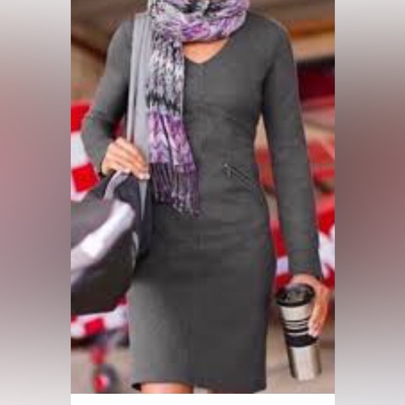 Athleta Blue Gray Dress with Zippered Sleeves - Picture 1 of 12